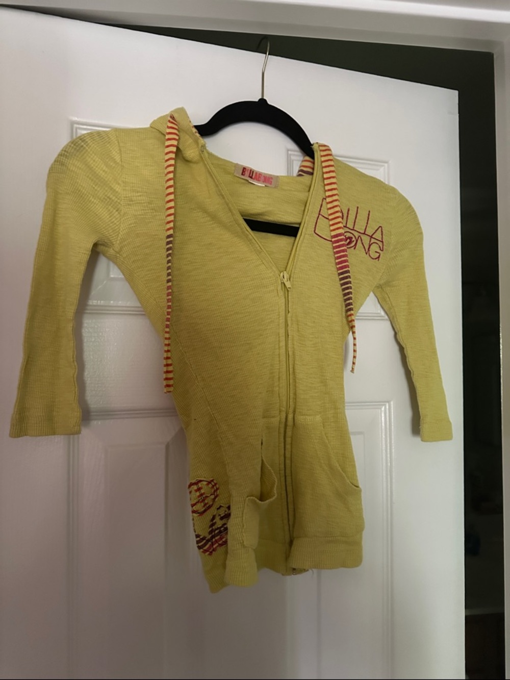 Billabong Yellow Crewneck Tee with Pink Logo